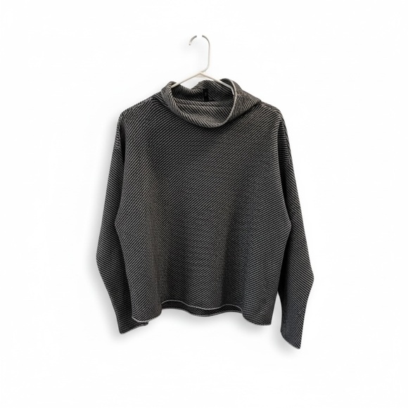 Eileen Fisher Sweaters - Eileen Fisher Black and Grey Funnel Neck Cashmere Sweater